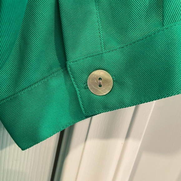 NWT Toofan Size L Jade Green Long Sleeve Pearl Button Front Tiered Shift Dress - Picture 12 of 14